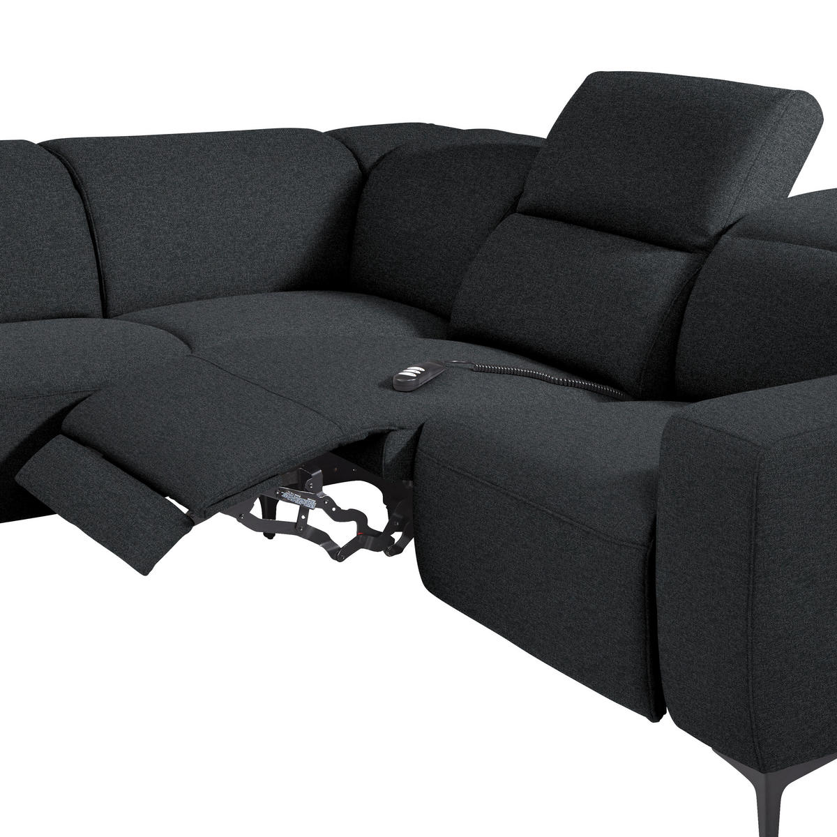 ECKSOFA Anthrazit Flachgewebe  - Anthrazit/Schwarz, Design, Textil/Metall (238/290cm) - Pure Home Lifestyle