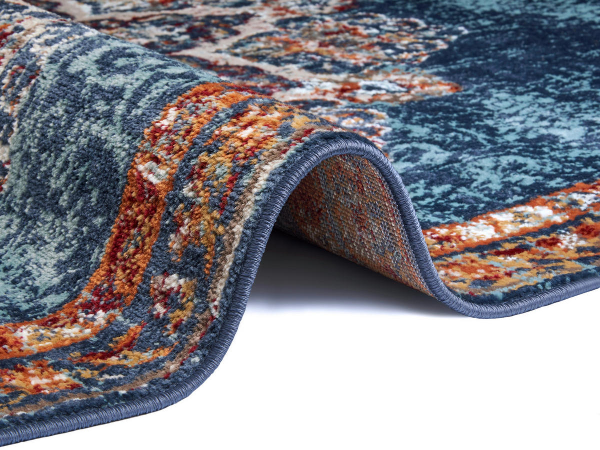 FLACHWEBETEPPICH 57/90 cm Luxor Blau, Multicolor  - Blau/Multicolor, Design, Kunststoff/Textil (57/90cm)