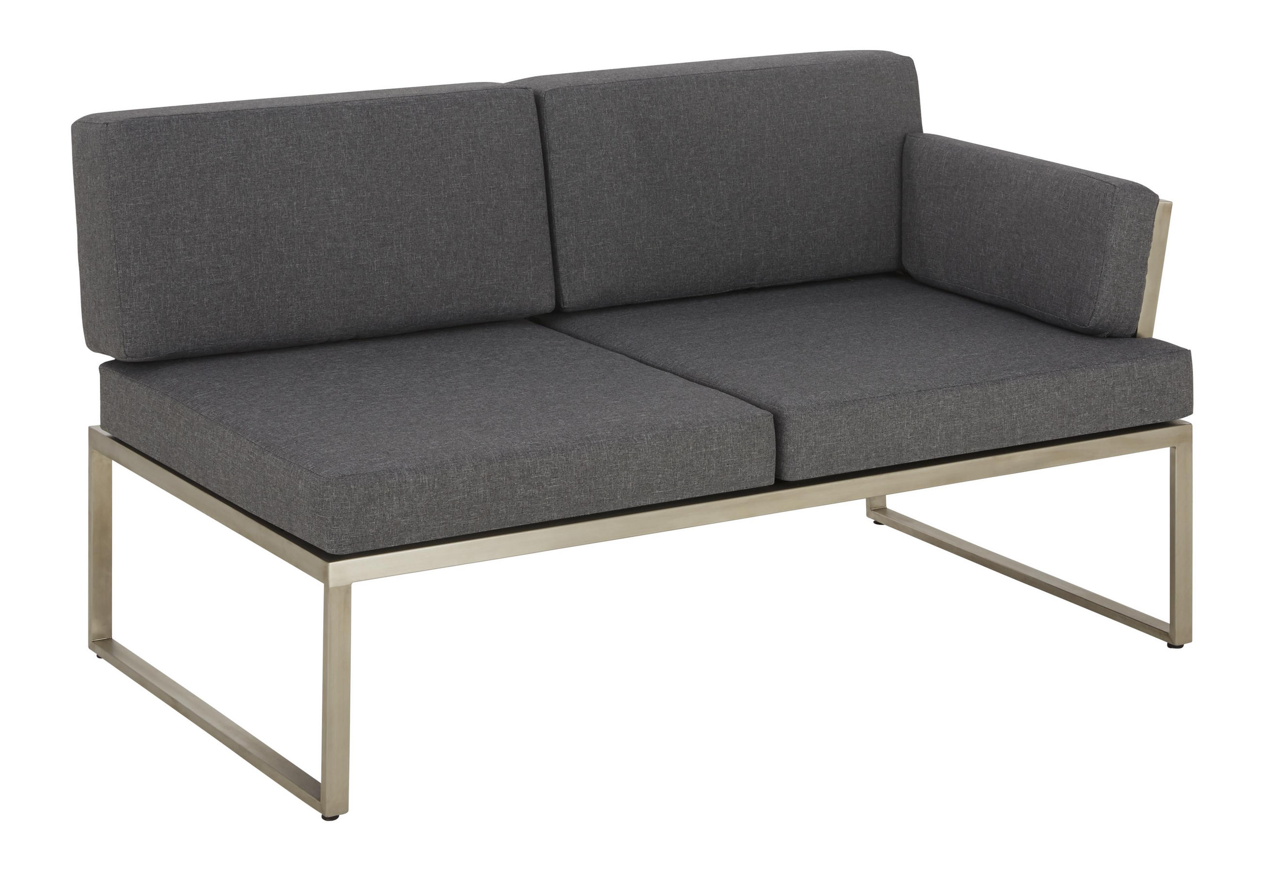 2-Sitzer-Bank in Edelstahlfarben, Dunkelgrau