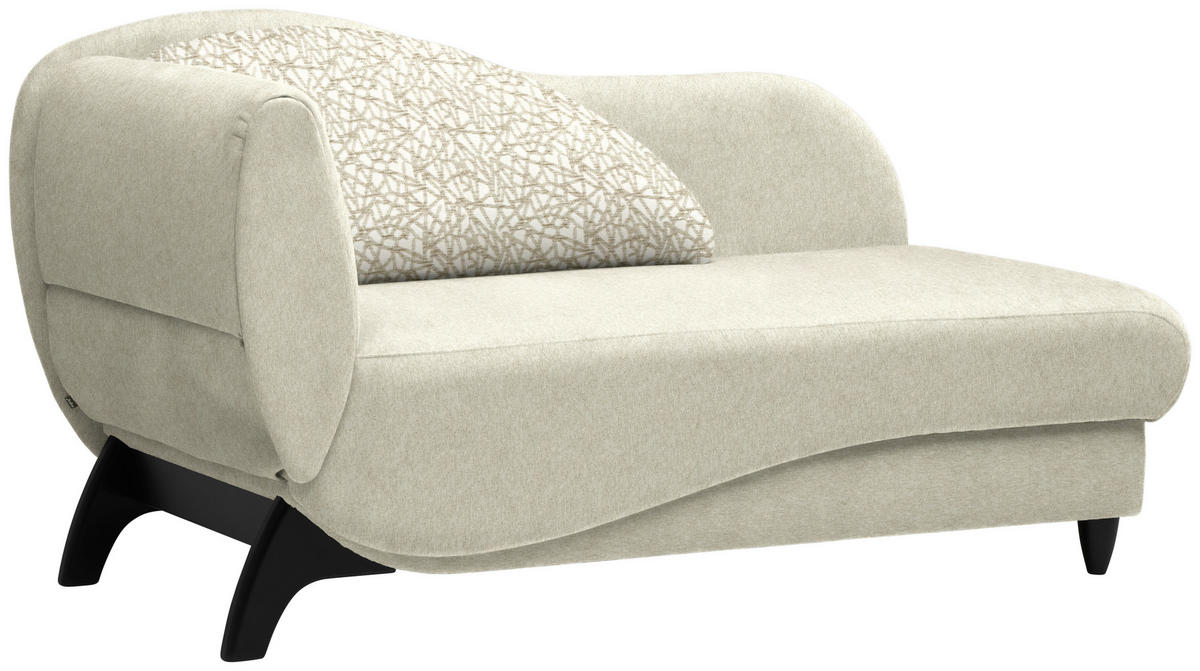 RÉCAMIERE in Webstoff Beige  - Beige/Schwarz, Modern, Holz/Textil (171-190/87/84cm) - Joka