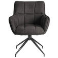 ARMLEHNSTUHL  Sitzfläche 360° drehbar, inklusive Armlehnen, automatische Rückholfunktion Mikrofaser  - Anthrazit/Schwarz, Design, Textil/Metall (65/85/63cm) - Novel