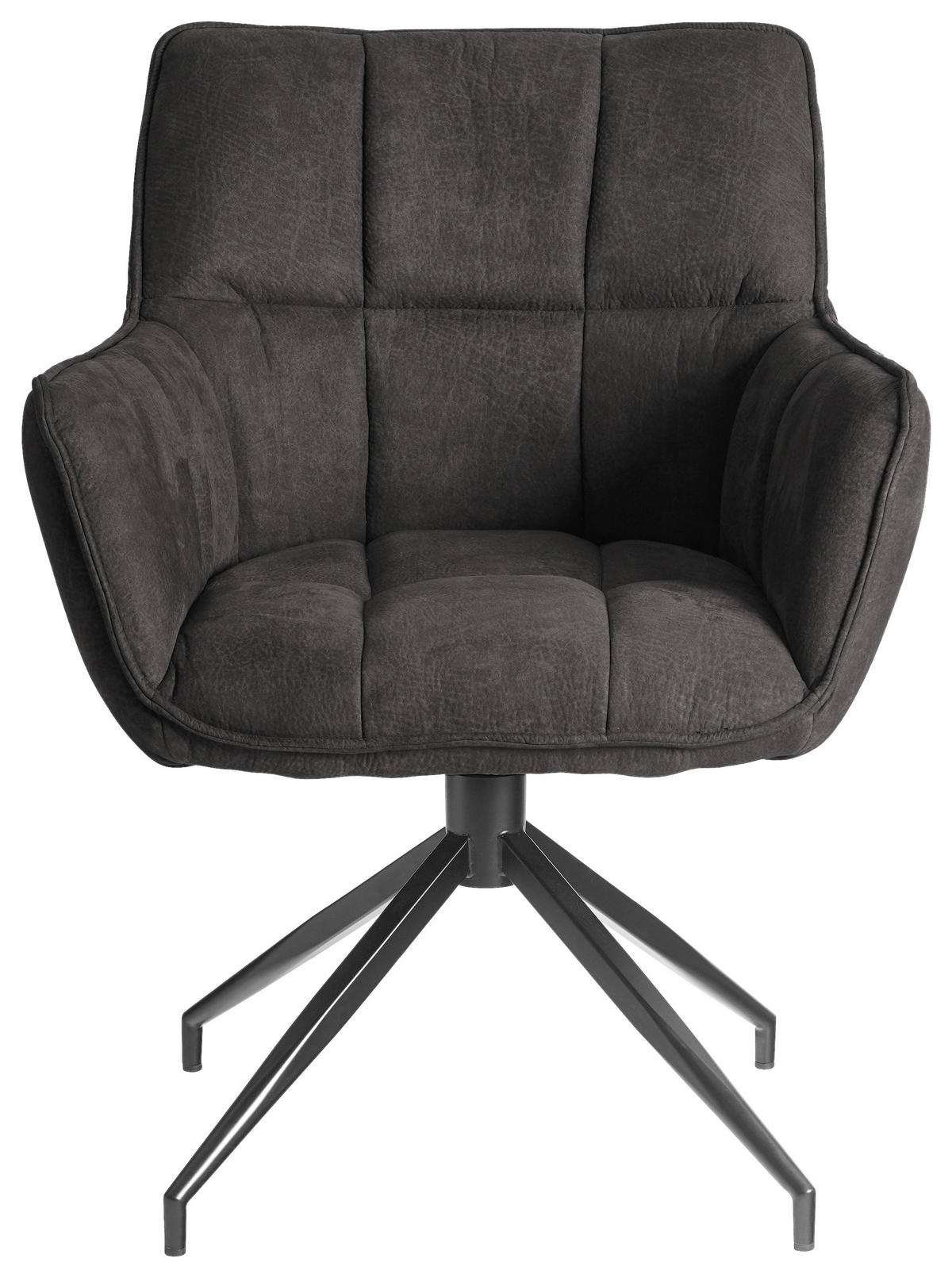 ARMLEHNSTUHL  Sitzfläche 360° drehbar, inklusive Armlehnen, automatische Rückholfunktion Mikrofaser  - Anthrazit/Schwarz, Design, Textil/Metall (65/85/63cm) - Novel
