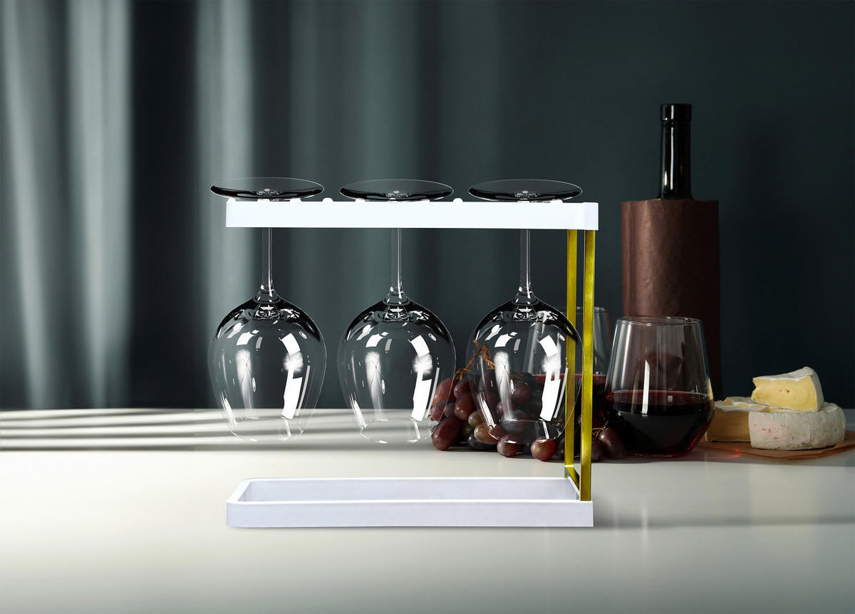 WEINGLASHALTER - Weiß, Basics, Naturmaterialien/Metall (28/24/13cm) - HAPPY SINKS