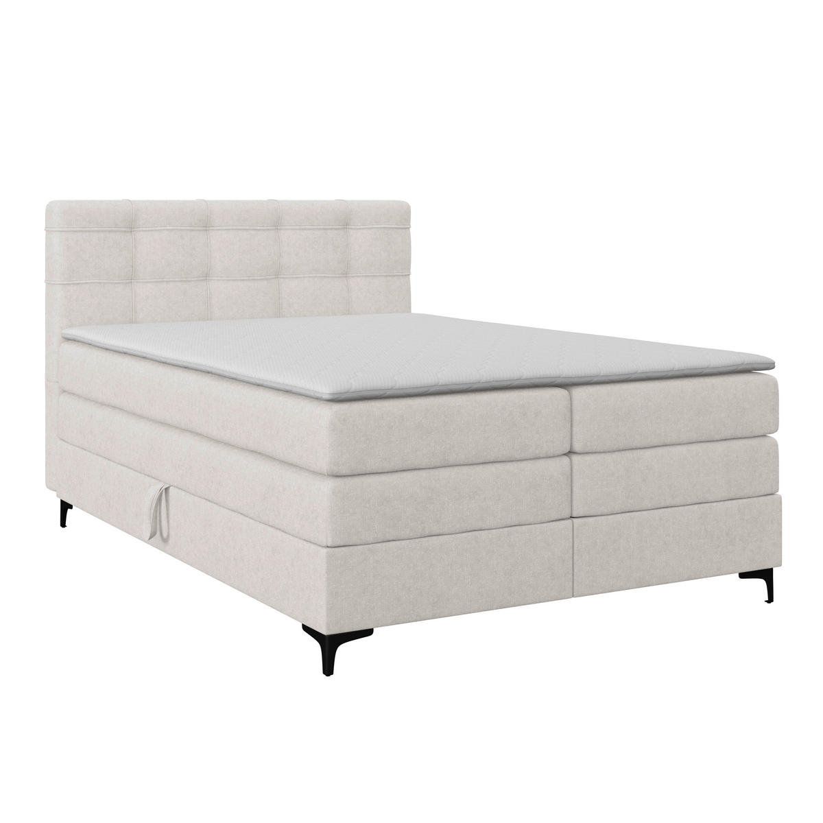 BOXSPRINGBETT 140/200 cm,  in Beige, H3 = fest  - Beige/Schwarz, KONVENTIONELL, Kunststoff/Textil (140/200cm)