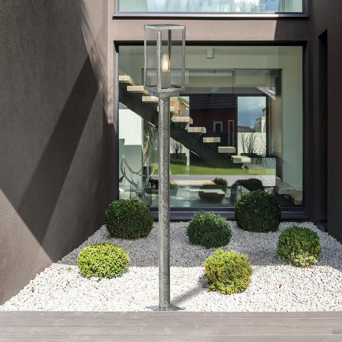 UTOMHUSLAMPA - klar/silver, Basics, metall/glas (11/11/90cm)