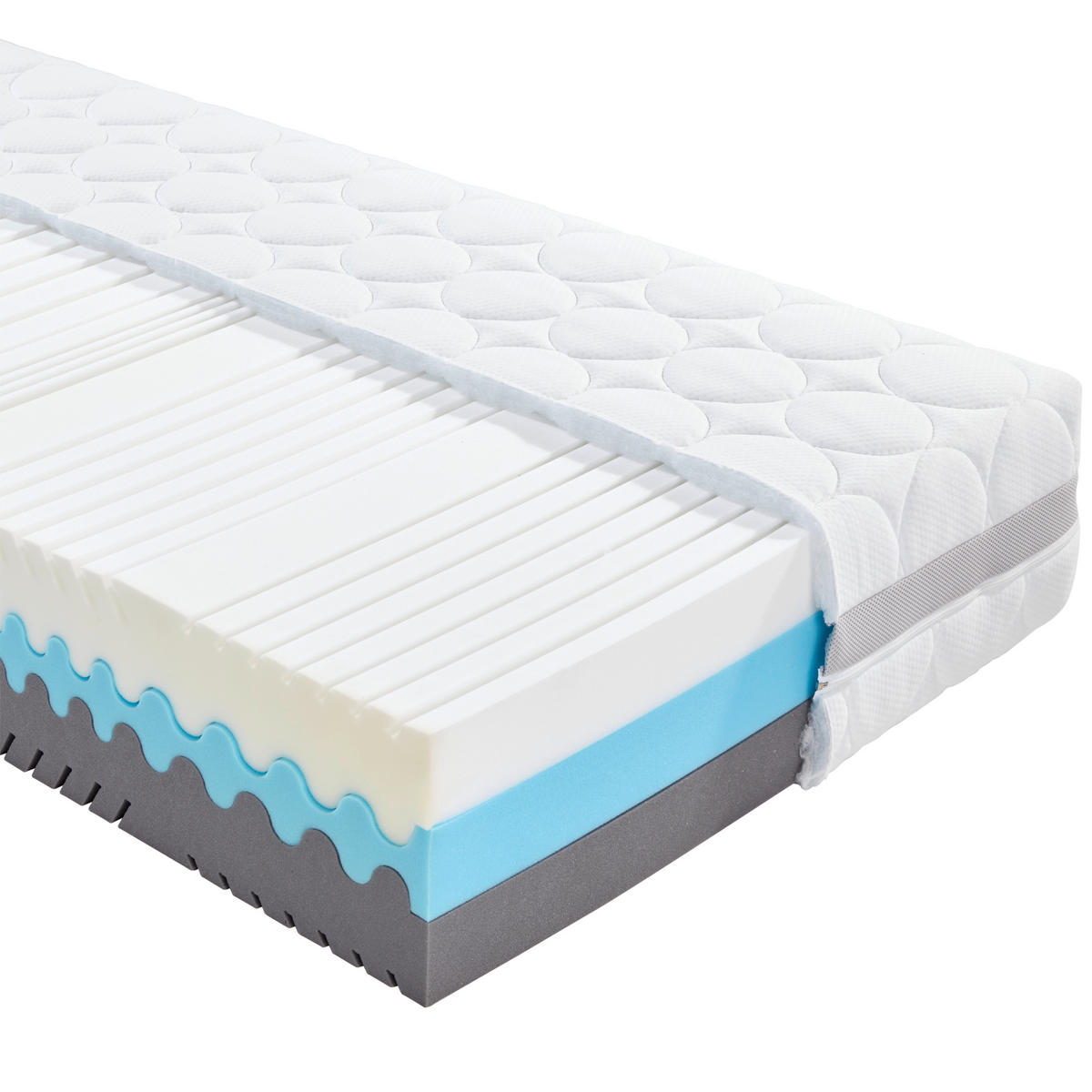 Komfortschaummatratze 90/200 cm, Höhe ca.: 27 cm, H3 + H4 = fest + sehr fest, 7-Zonen - Weiß, Textil (90/200cm) - Primatex Deluxe