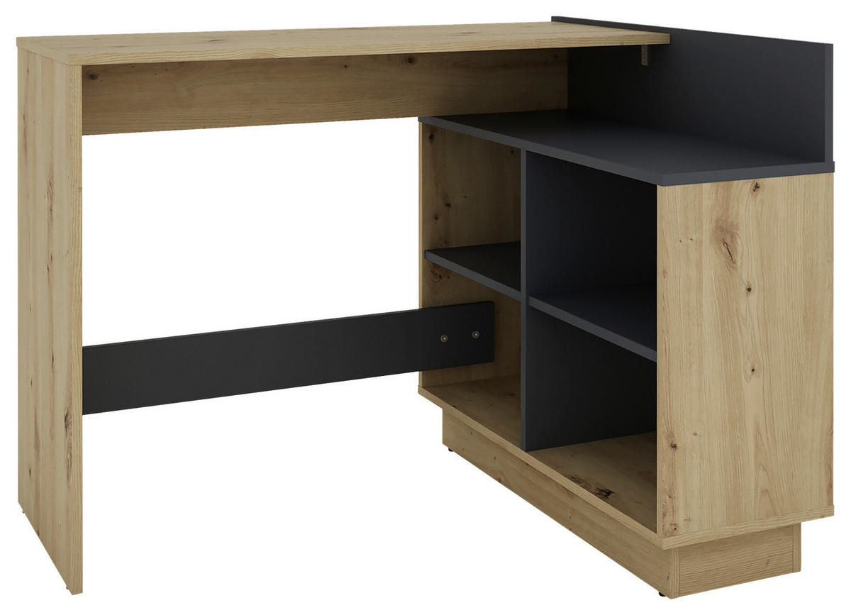 ECKSCHREIBTISCH 112/80/77,5 cm  in Graphitfarben, Eiche Artisan  - Graphitfarben/Eiche Artisan, MODERN, Holzwerkstoff (112/80/77,5cm) - MID.YOU