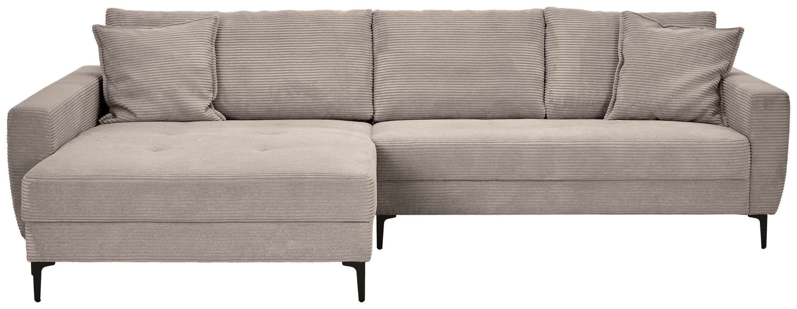ECKSOFA Hellgrau Cord  - Hellgrau/Schwarz, Design, Textil/Metall (174/283cm) - Xora