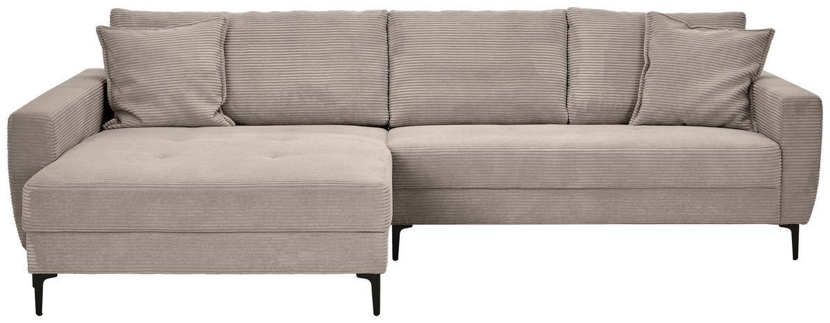 ECKSOFA in Cord Hellgrau  174/283 cm  - Hellgrau/Schwarz, Design, Textil/Metall (174/283cm) - Xora
