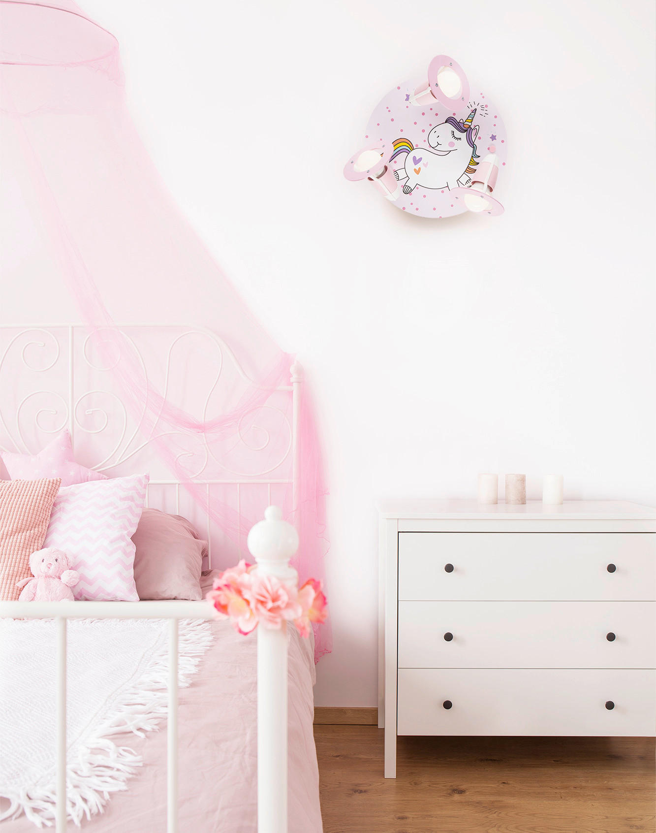 KINDERDECKENLEUCHTE Einhorn 29/29/18 cm   - Hellrosa, Basics, Holzwerkstoff (29/29/18cm)