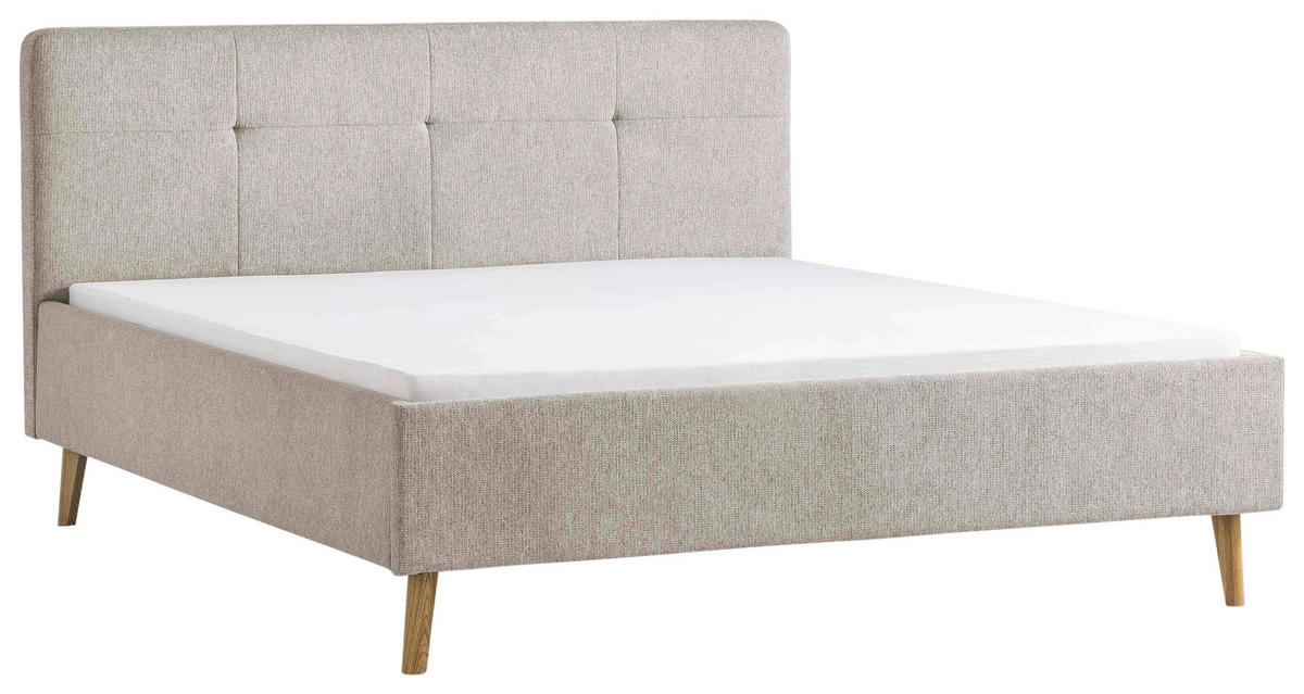 POLSTERBETT 180/200 cm  Taupe  - Taupe/Eichefarben, Basics, Holz/Textil (180/200cm) - Xora