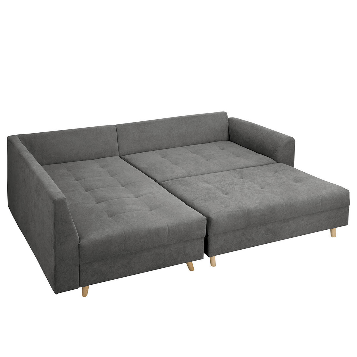ECKSOFA inkl. Hocker Ariella Dunkelgrau Mikrofaser  - Dunkelgrau/Naturfarben, Design, Holz/Textil (161/231cm) - Livetastic