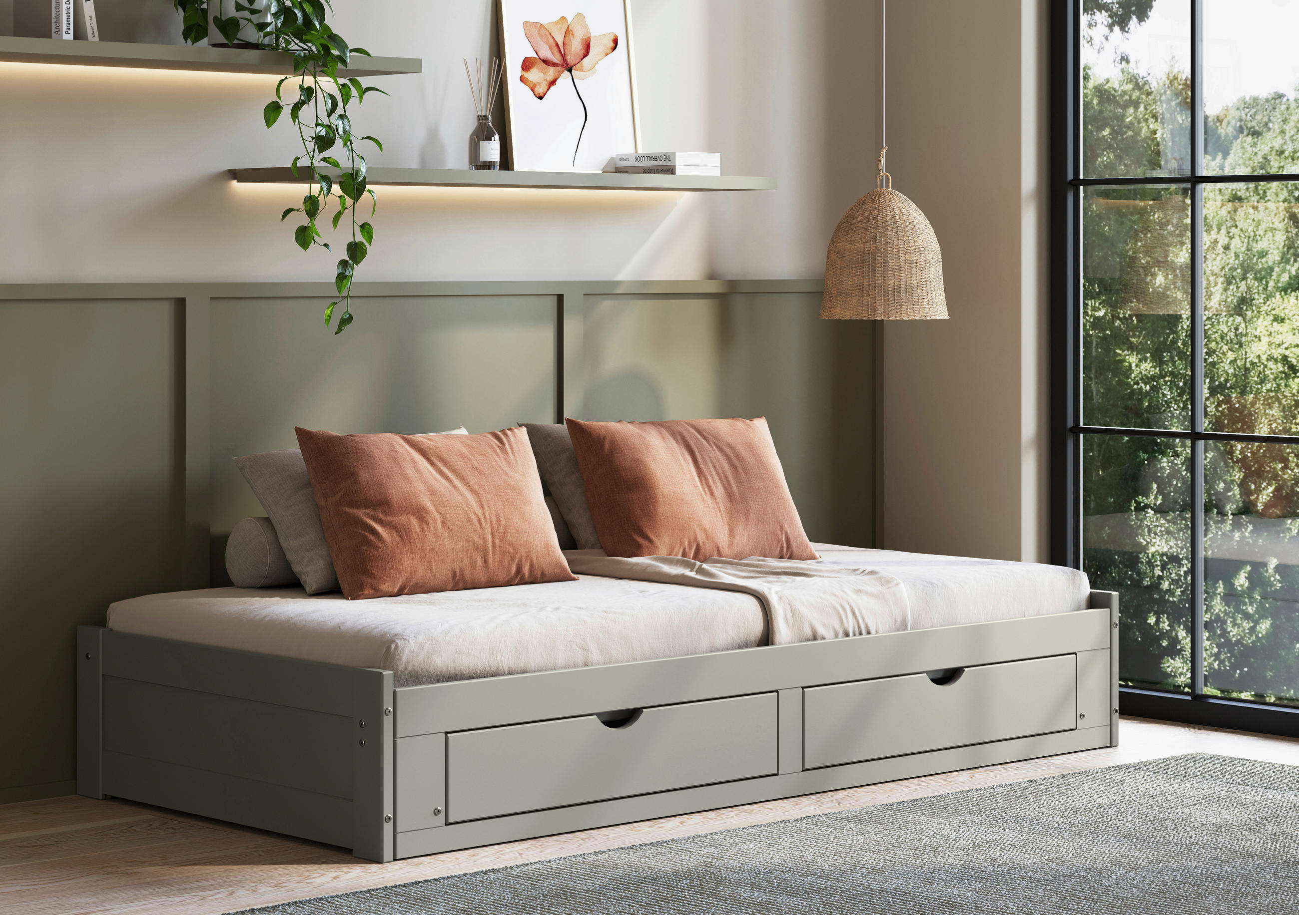 KIHÚZHATÓ ÁGY 200/100-230 cm  taupe  - natúr színű/taupe, Modern, műanyag/faalapú anyag (200/100-230cm) - MID.YOU