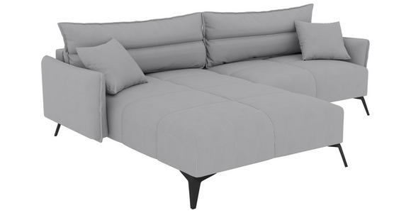ECKSOFA  in Cord Hellgrau  180/253 cm  - Hellgrau/Schwarz, KONVENTIONELL, Textil/Metall (180/253cm) - Carryhome
