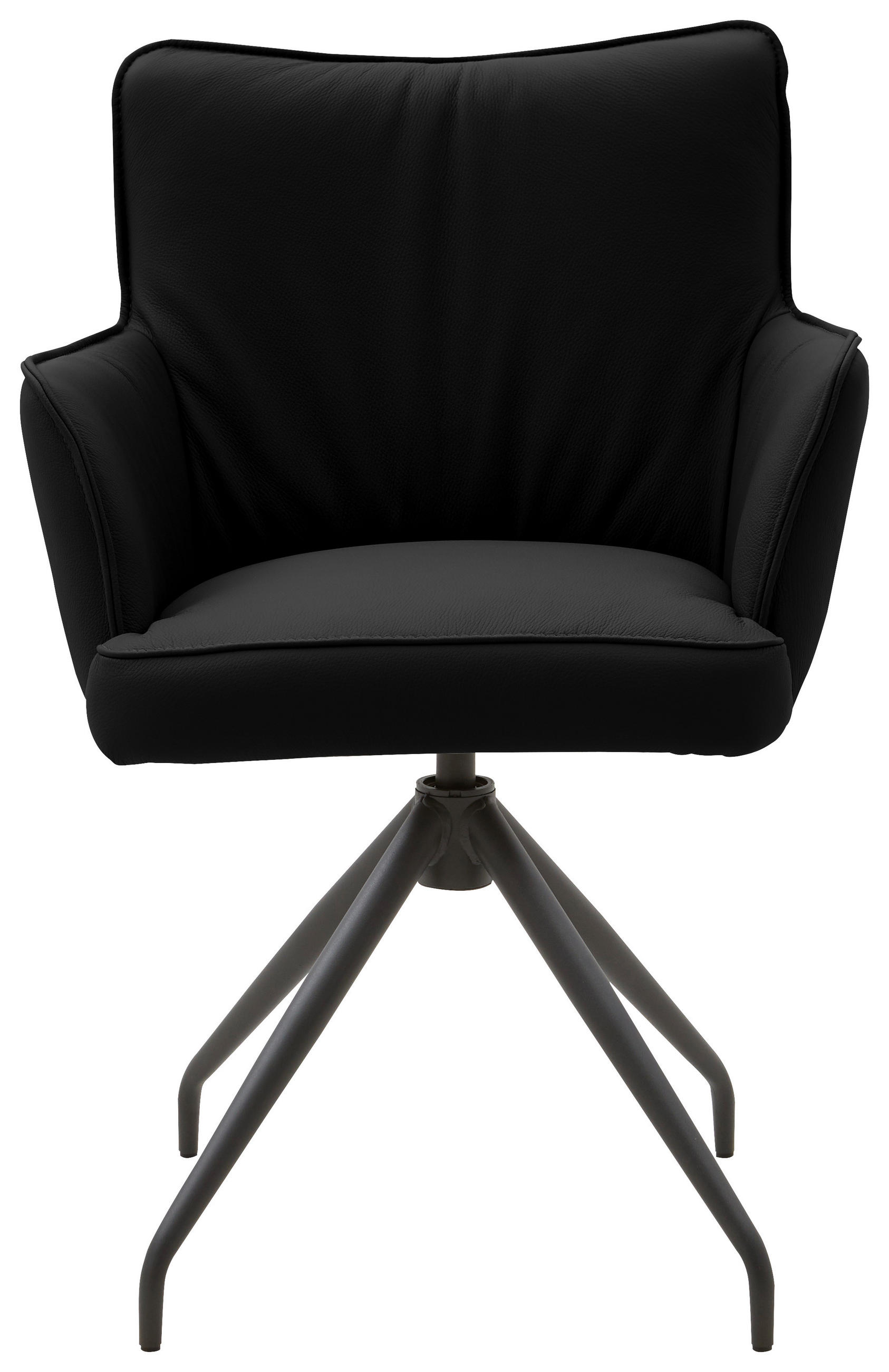 ARMLEHNSTUHL  in Echtleder pigmentiert  - Anthrazit/Schwarz, Design, Leder/Metall (63/88/65cm) - Valnatura