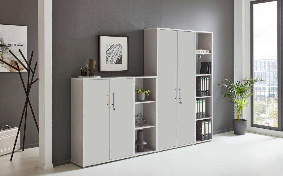 AKTENSCHRANK Hellgrau  - Hellgrau/Grau, MODERN, Holzwerkstoff (128,5/185,6/33cm) - MID.YOU