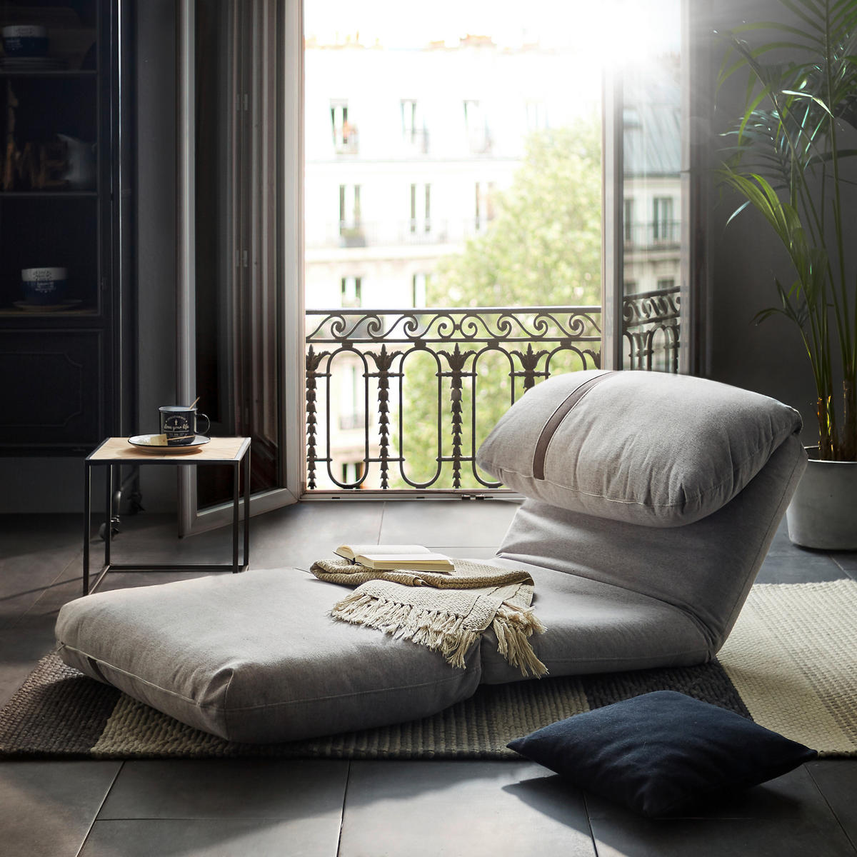 SCHLAFSESSEL  in Webstoff Hellgrau  - Dunkelgrau/Hellgrau, Design, Textil (78/58/82cm) - Livetastic