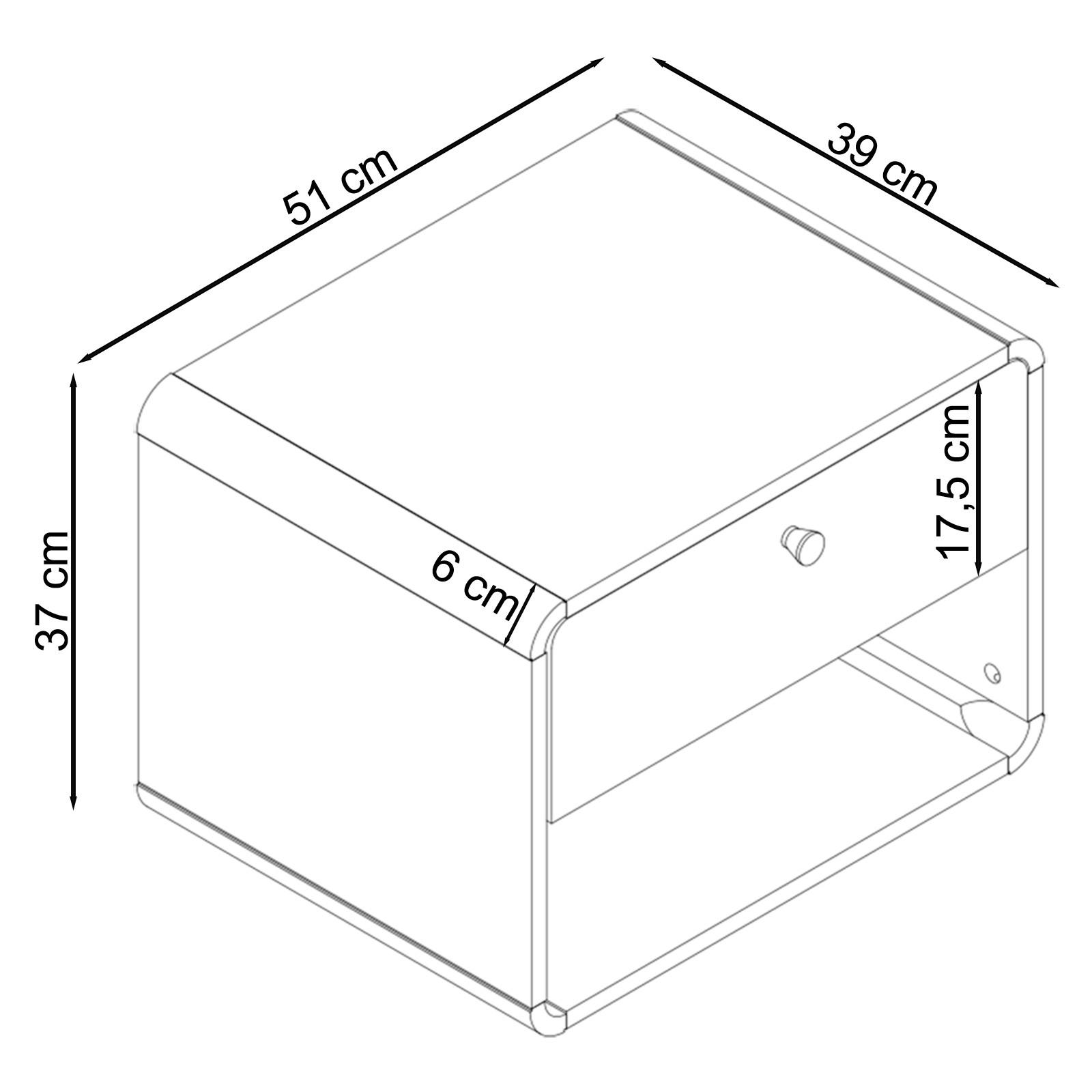 Thumbnail - Mid.you Nachttisch Cassie,Weiß, Holz, Uni, 1 Schublade(n) Schubladen, rechteckig, 51x39x37 cm, hängend, Holzmöbel, Holzt...