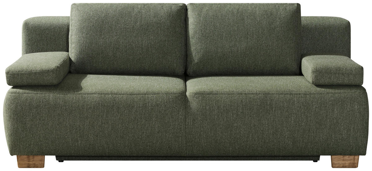 BOXSPRINGSOFA in Grün  - Naturfarben/Grün, Modern, Holz/Textil (205/93/108cm) - Novel