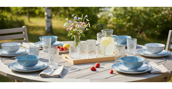 KOMBISERVICE 30-teilig  - Blau/Weiß, LIFESTYLE, Keramik - Novel