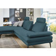 ECKSOFA in Echtleder Blau  180/310 cm  - Blau/Schwarz, Design, Leder/Metall (180/310cm) - Dieter Knoll