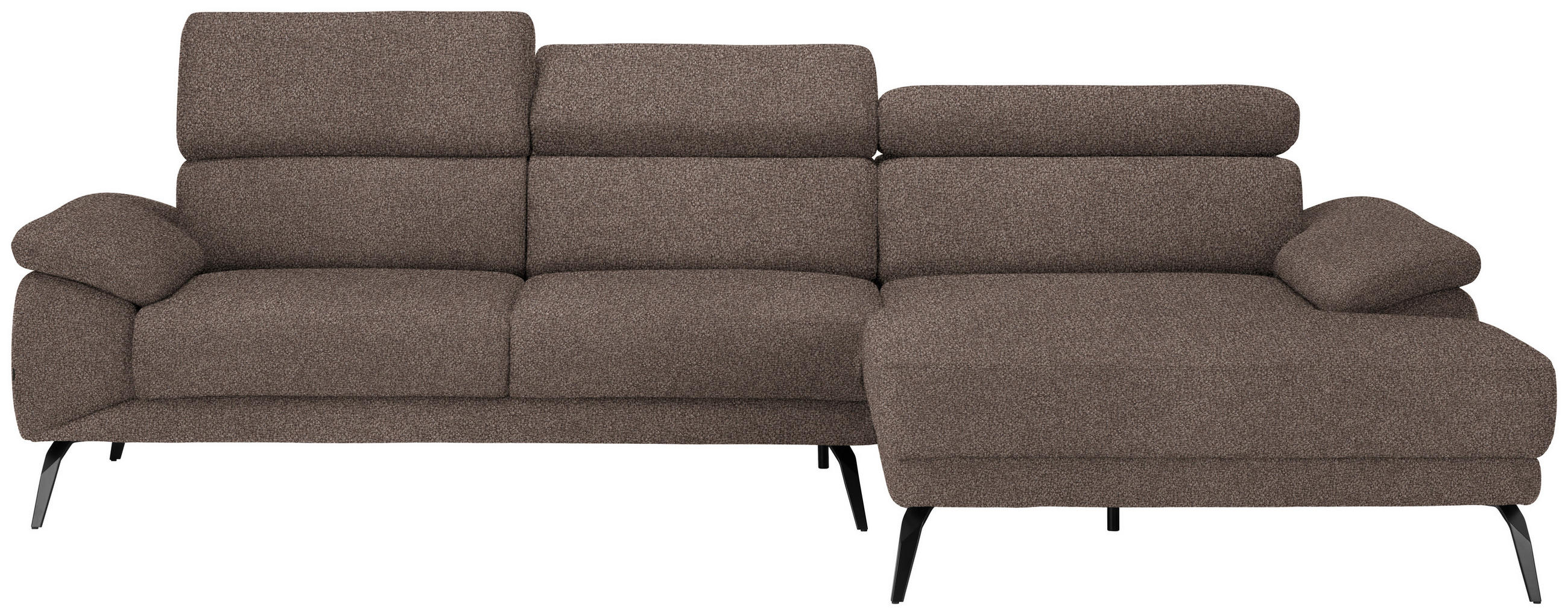 ECKSOFA Braun Velours  - Schwarz/Braun, Design, Textil/Metall (295/187cm) - Novel