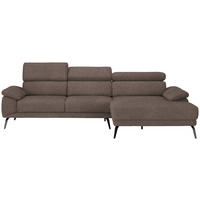 ECKSOFA Braun Velours  - Schwarz/Braun, Design, Textil/Metall (295/187cm) - Novel