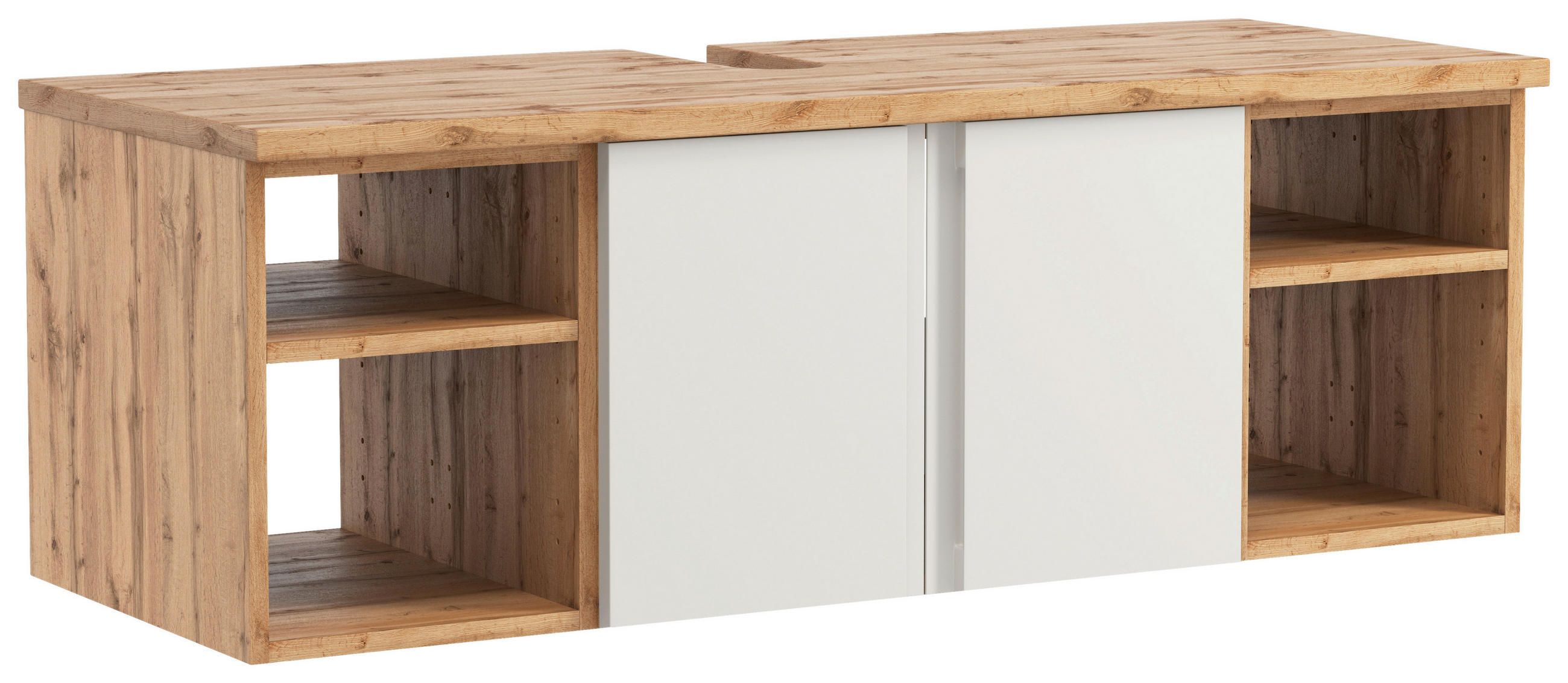 WASCHBECKENUNTERSCHRANK 120/41/47 cm - Weiss/Eiche Wotan, Modern, Holzwerkstoff (120/41/47cm) - Held