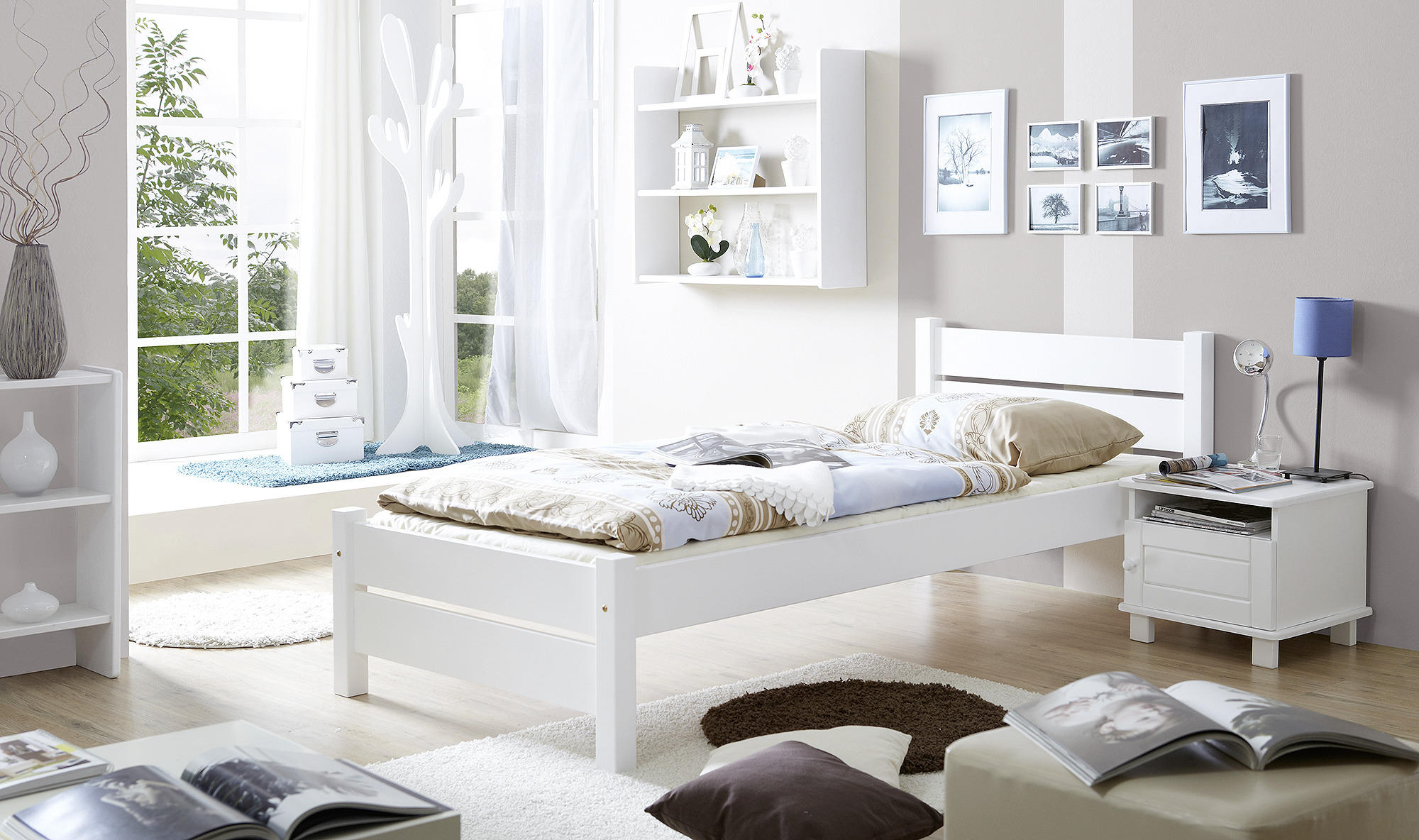 BETT 100/200 cm  in Weiß  - Weiß, KONVENTIONELL, Holz (100/200cm) - MID.YOU