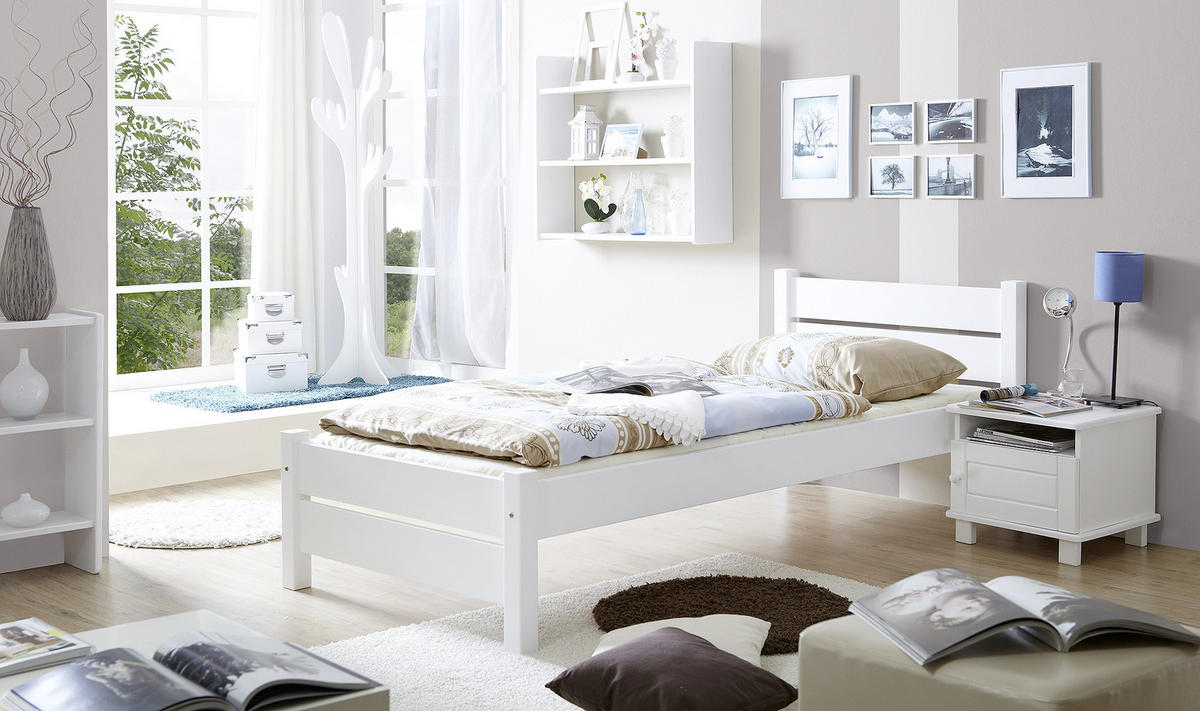 BETT 100/200 cm  in Weiß  - Weiß, KONVENTIONELL, Holz (100/200cm) - MID.YOU