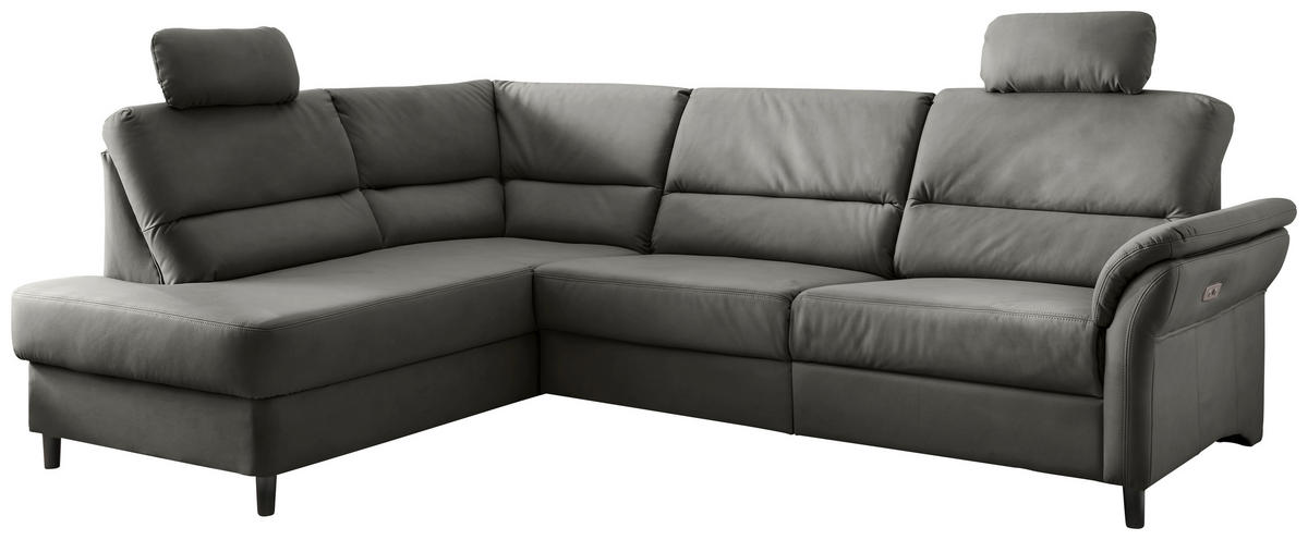 ECKSOFA in Lederlook Grau  - Schwarz/Grau, Modern, Holz/Textil (190/266cm) - Livetastic