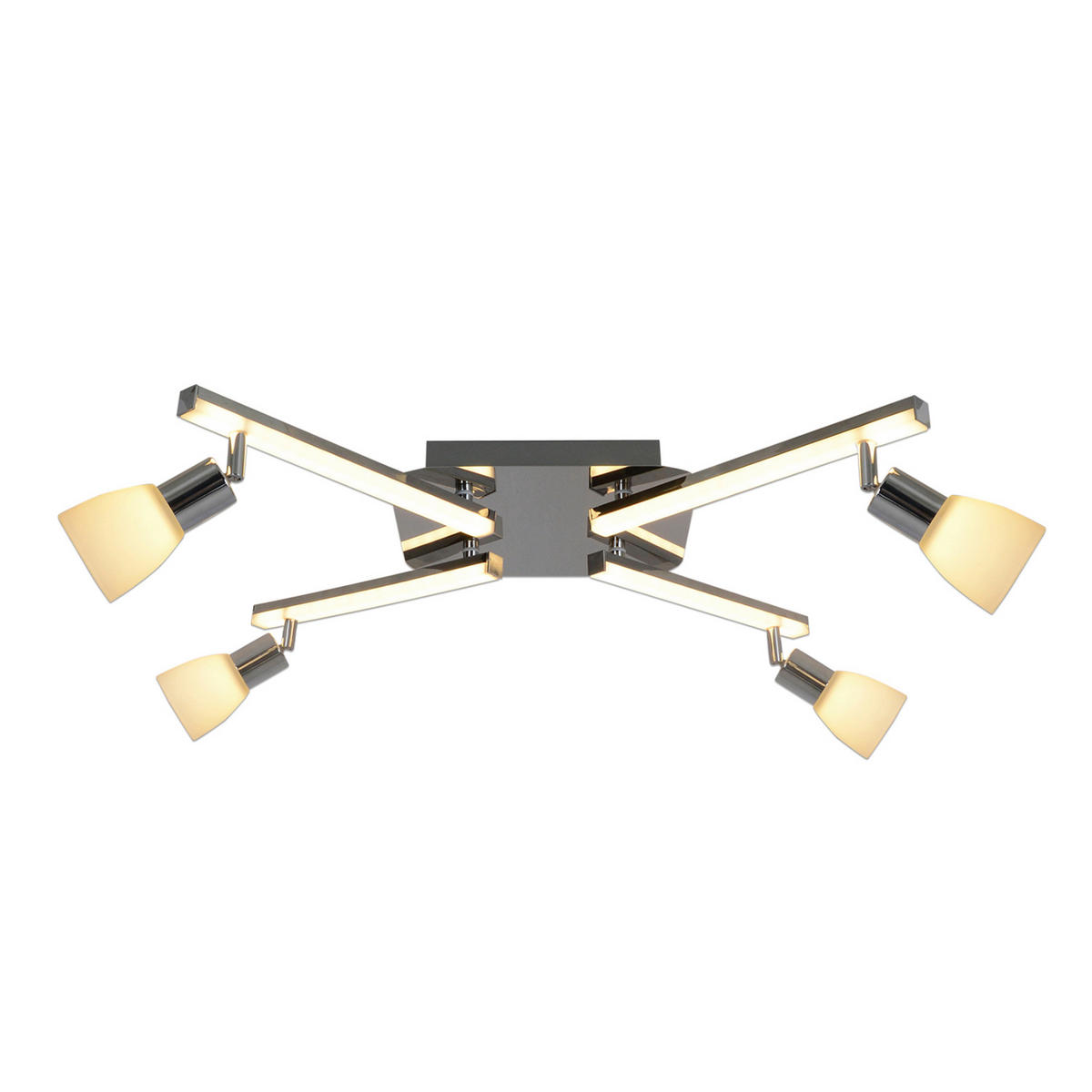 DECKENSTRAHLER 22/68 cm   - Chromfarben/Opal, Basics, Glas/Kunststoff (22/68cm) - Näve