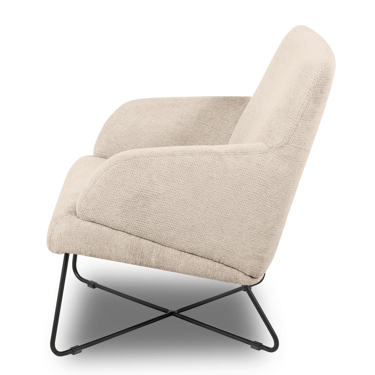 SESSEL Chenille Beige  - Beige/Schwarz, Design, Textil/Metall (67/87/74cm) - Livetastic