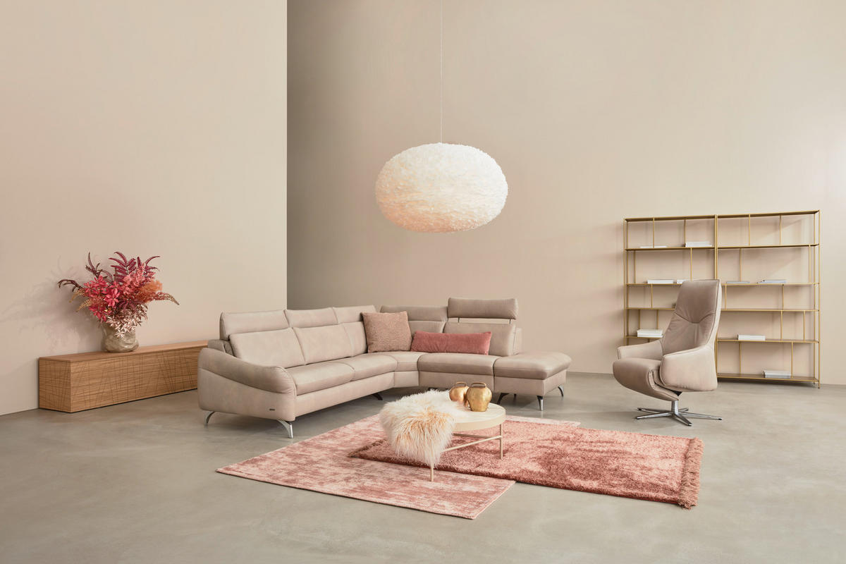 ECKSOFA in Echtleder Creme  - Creme, Design, Leder/Metall (294/242cm) - Himolla Komfortklass