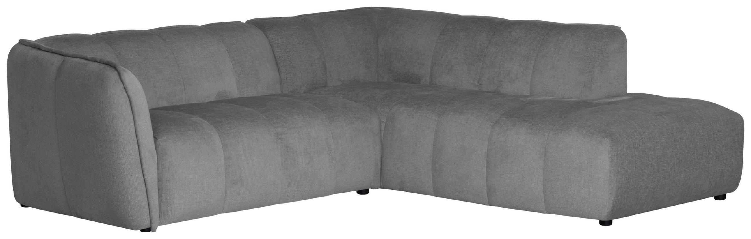 ECKSOFA LIVOLI in Chenille Hellgrau  230/218 cm  - Hellgrau/Schwarz, Design, Textil (230/218cm) - MID.YOU