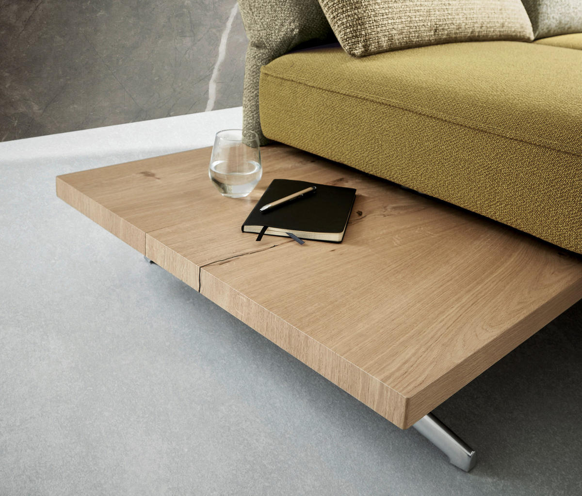 ECKSOFA Limette Flachgewebe  - Chromfarben/Limette, Design, Holz/Textil (132/240cm) - Koinor