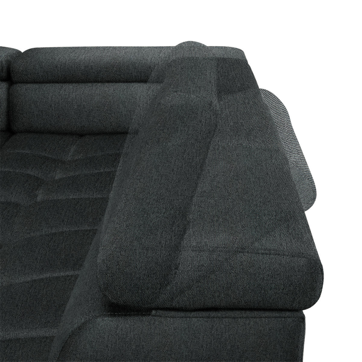 WOHNLANDSCHAFT in Webstoff Graphitfarben  - Schwarz/Graphitfarben, Design, Textil/Metall (177/385/216cm) - Welnova