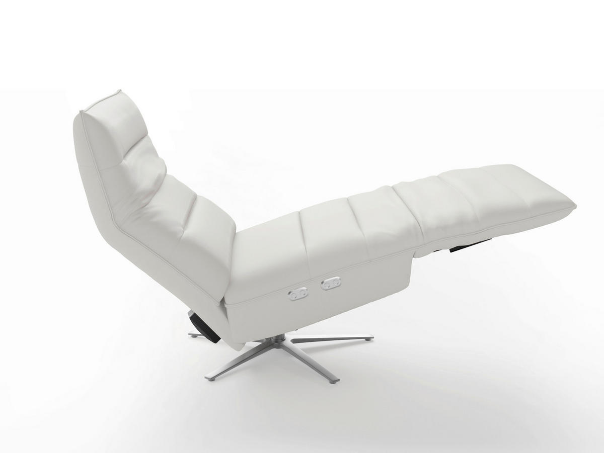 RELAXSESSEL Leder Weiss  - Weiss/Silberfarben, Basics, Leder/Metall (80/109/98cm) - Sit & More