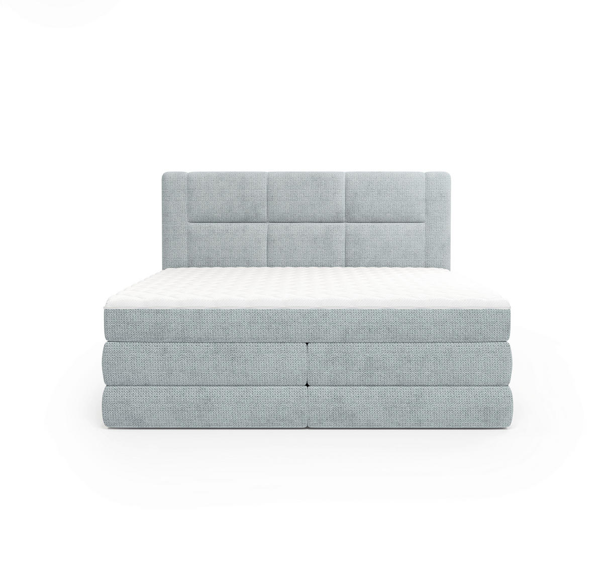 BOXSPRINGBETT 180/200 cm,  in Hellblau, gepolstertes Kopfteil, Bettkasten, Topper, Wendematratze mit unterschiedlichen Härtegraden, H2 + H3 = mittel + fest  - Schwarz/Hellblau, Design, Kunststoff/Textil (180/200cm) - Esposa