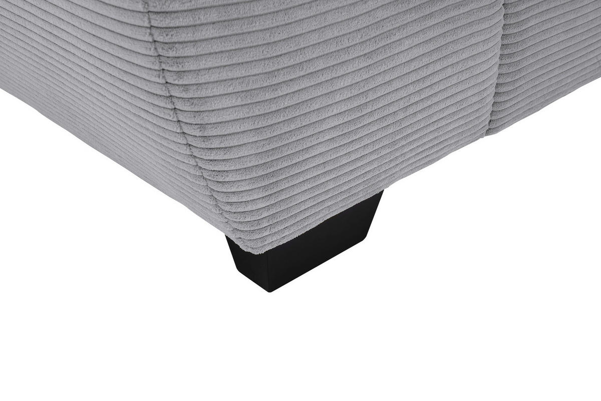 ECKSOFA Grau Cord Rückenkissen, Armlehnenkissen, Bettkasten, Schlaffunktion, Rücken echt, Liegefläche im Originalstoff  - Schwarz/Grau, KONVENTIONELL, Kunststoff/Textil (304/212cm) - Carryhome