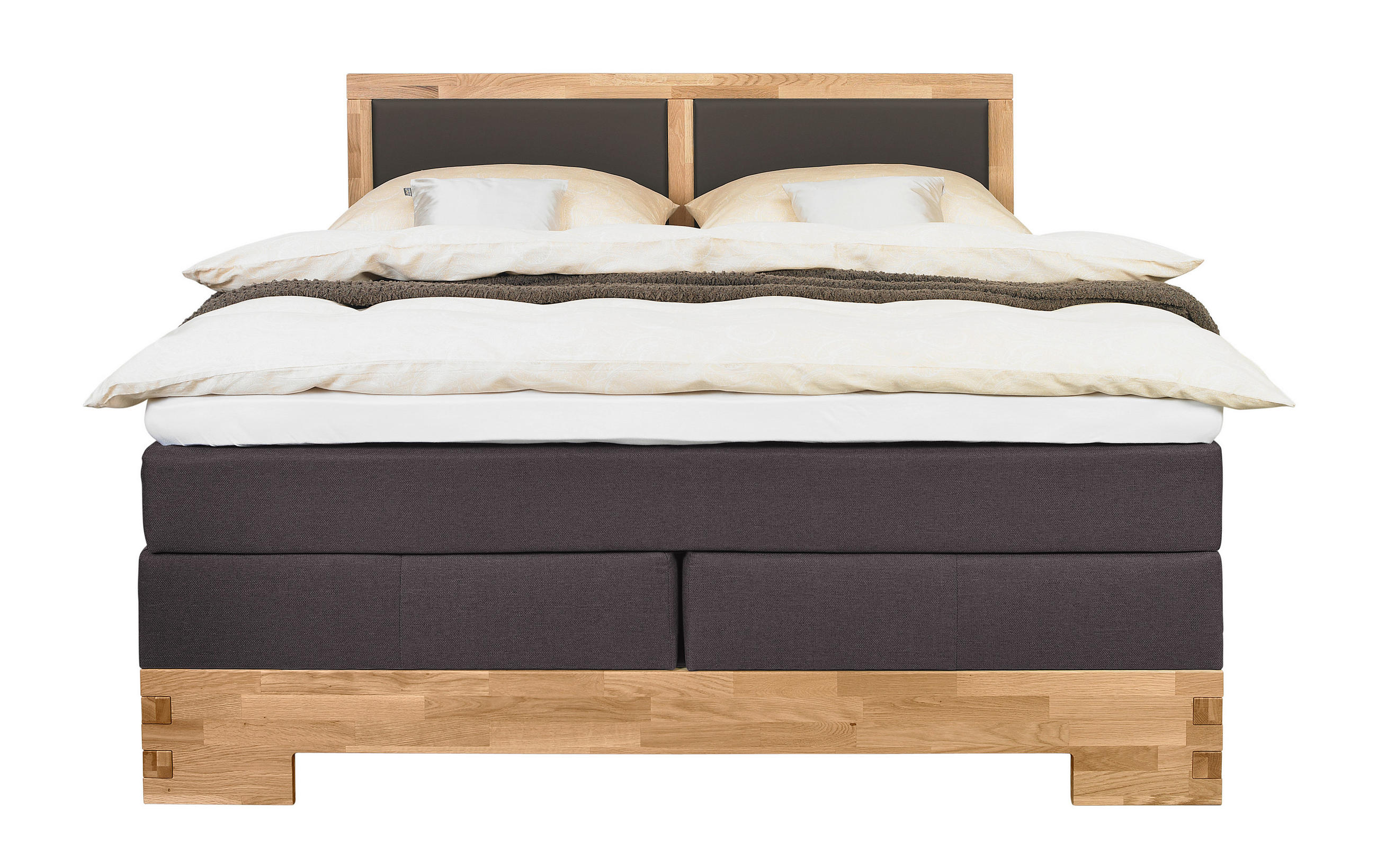 BOXSPRINGBETT 140/200 cm in Schlammfarben, Eichefarben - Schlammfarben/Eichefarben, Design, Holz/Textil (140/200cm) - Linea Natura
