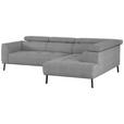 ECKSOFA in Webstoff Silberfarben  280/205 cm  - Silberfarben/Schwarz, Design, Textil/Metall (280/205cm) - Xora