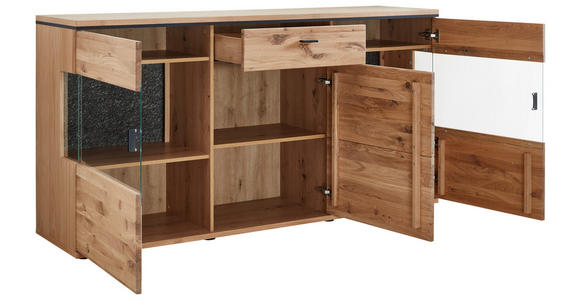 SIDEBOARD  180,2/91,3/43,8 cm 1 Schublade(n)  - Eichefarben/Anthrazit, KONVENTIONELL, Glas/Holz (180,2/91,3/43,8cm) - Linea Natura
