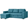 ECKSOFA inkl.Funktionen Petrol Webstoff  - Petrol/Schwarz, Design, Kunststoff/Textil (155/243cm) - Xora