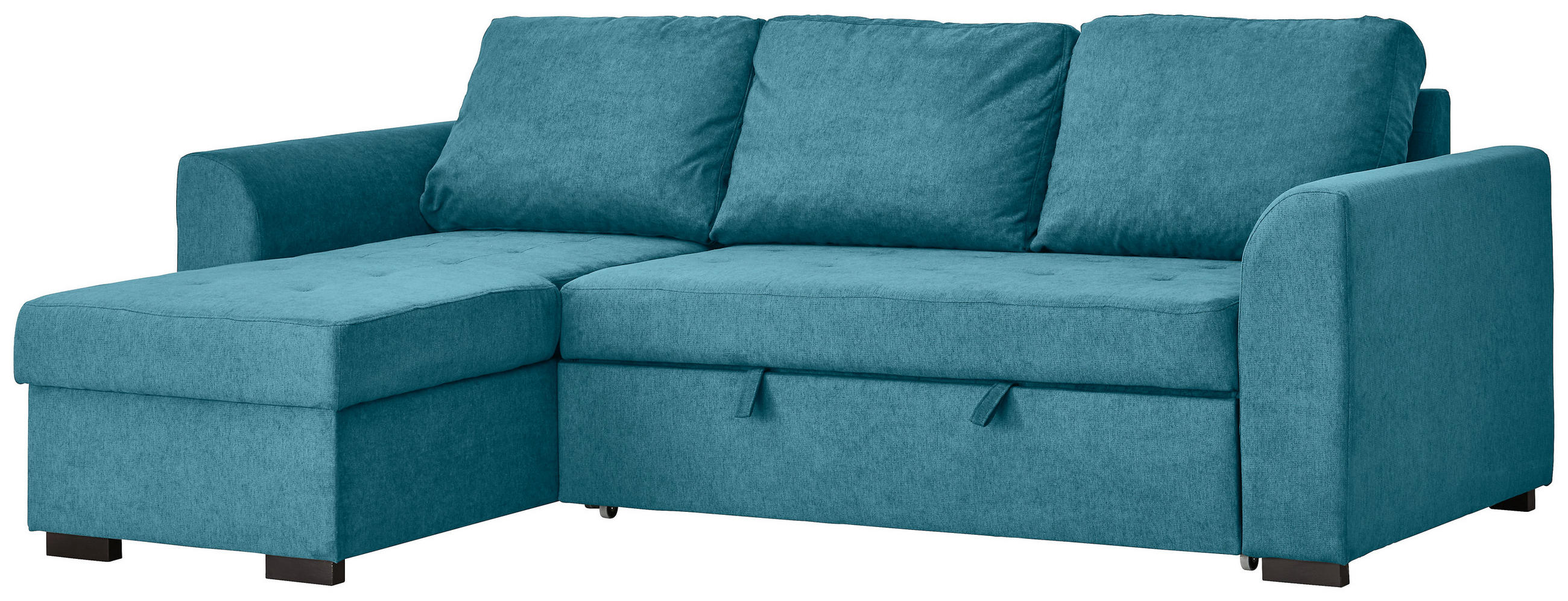 ECKSOFA inkl.Funktionen Petrol Webstoff  - Petrol/Schwarz, Design, Kunststoff/Textil (155/243cm) - Xora