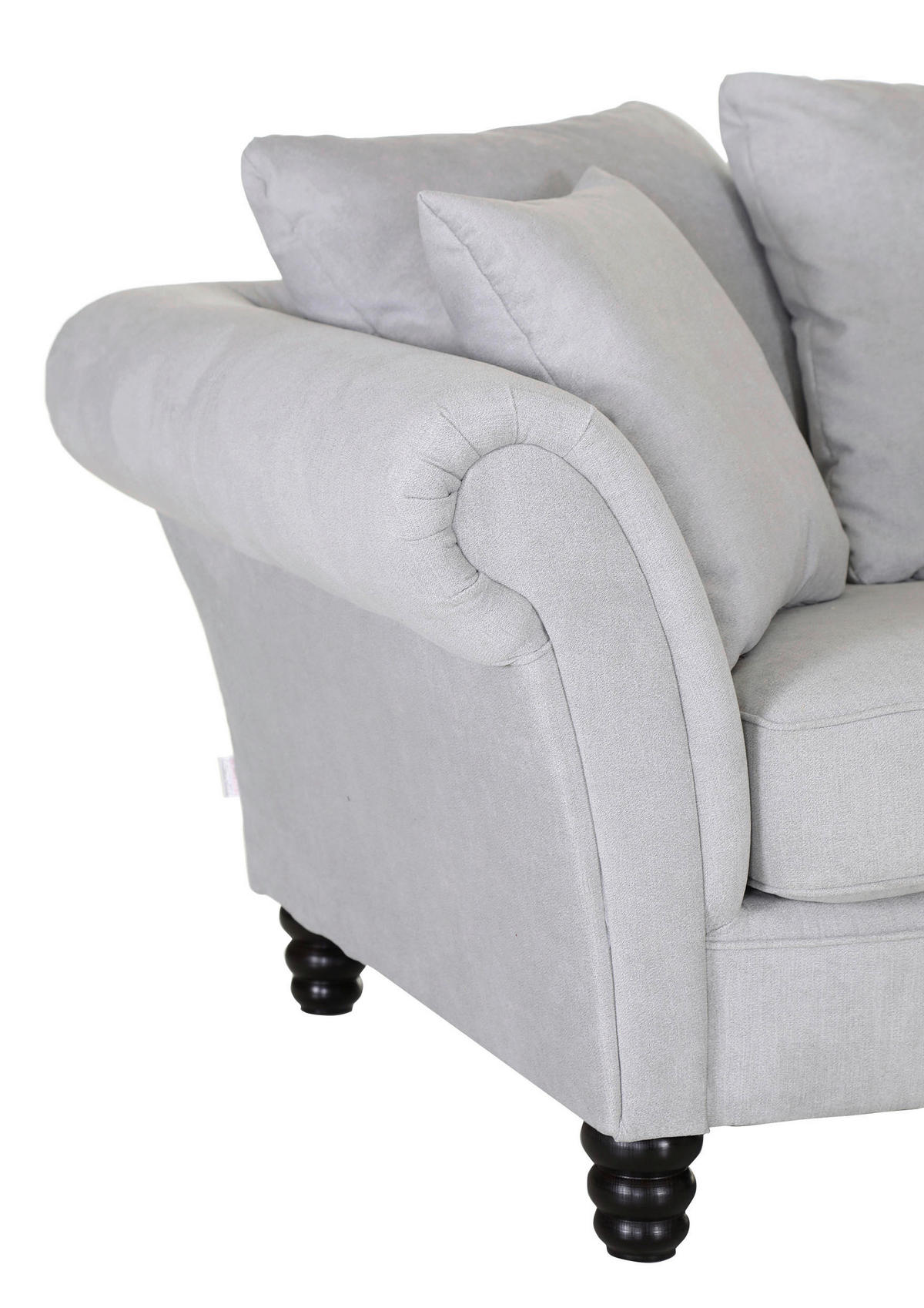 BIGSOFA Flachgewebe Hellgrau  - Dunkelbraun/Hellgrau, KONVENTIONELL, Holz/Textil (270/80/110cm) - Livetastic