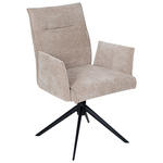 ARMLEHNSTUHL  Stoffauswahl, Wippmechanik ohne Härtegradeinstellung, Sitzfläche 360° drehbar Chenille  - Taupe/Schwarz, Design, Textil/Metall (58/91/58,5cm) - Valnatura