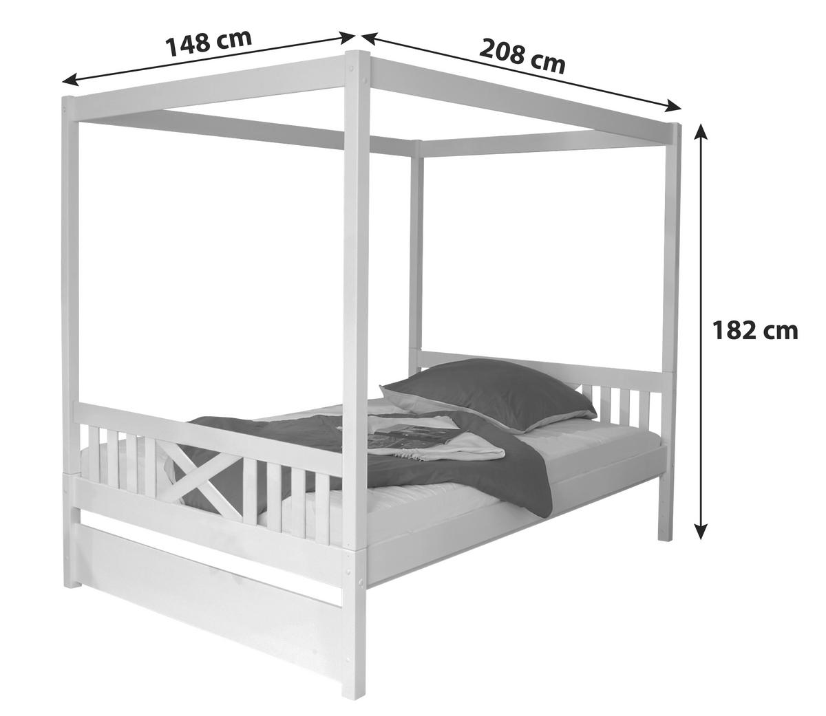 HIMMELBETT 140/200 cm  in Weiß  - Weiß, MODERN, Holz (140/200cm) - MID.YOU