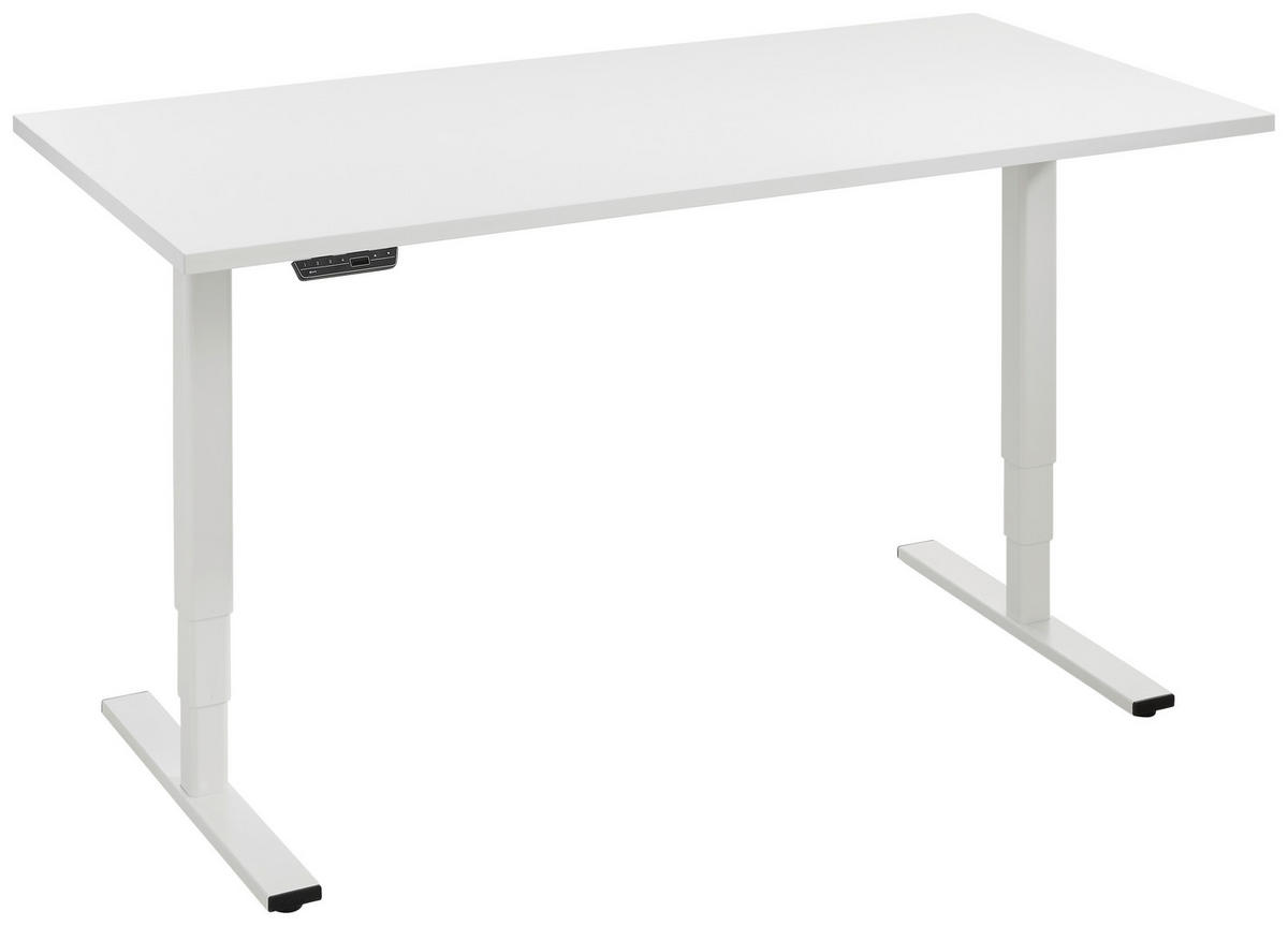 SCHREIBTISCH 160/80/56-124 cm  in Weiß  - Alufarben/Weiß, Design, Holzwerkstoff/Metall (160/80/56-124cm) - Voleo