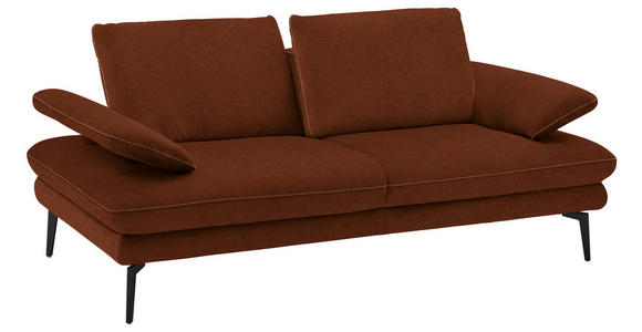 2,5-SITZER in Velours Kupferfarben - Beige/Schwarz, Design, Textil/Metall (196/89/104cm) - Dieter Knoll